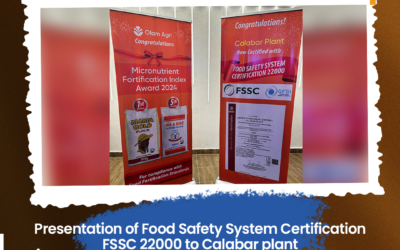 Our Calabar Plant Awarded the Food Safety System Certification FSSC 22000 by Bureau Veritas